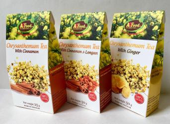 Trà Hoa Cúc có 3 vị: Quế kết hợp nhãn, Quế và Gừng